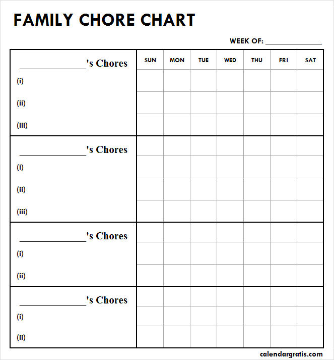 Chore Chart Printable Template For Kids How To Make Chore Chart Ideas