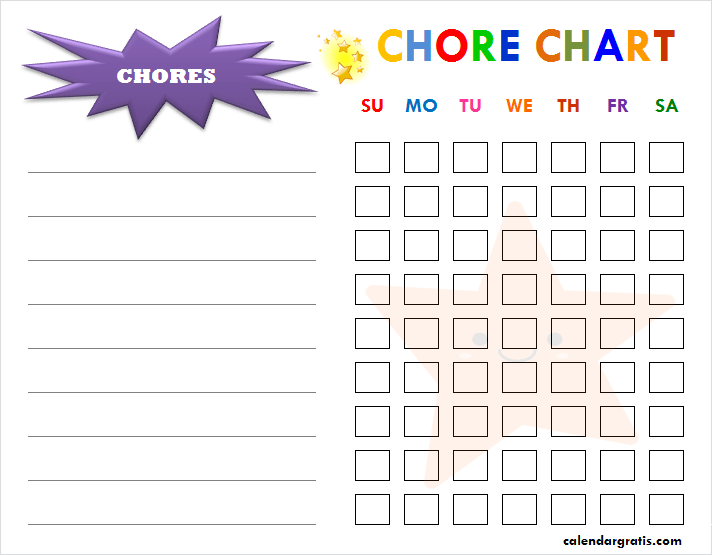 Chore Chart Printable Template for Kids | How to make Chore Chart | Ideas