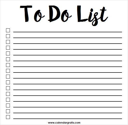 To Do List Template Free from www.calendargratis.com