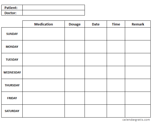 Daily Medication Chart Template Printable from www.calendargratis.com