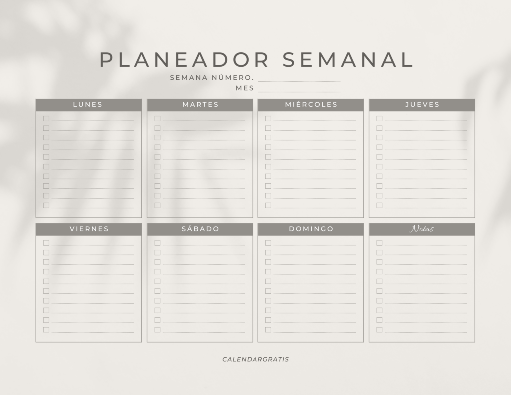 Organiza tu semana con nuestro Planeador Semanal Para Imprimiren formato imagen