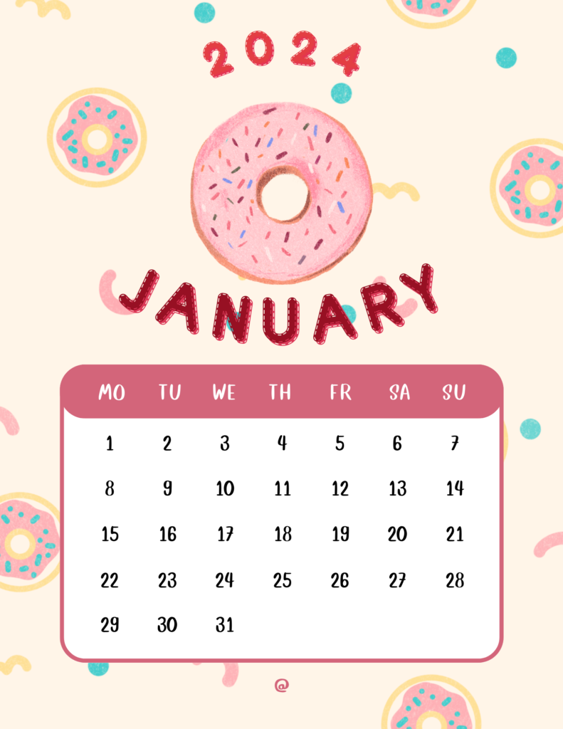 2024 January Calendar for Kids