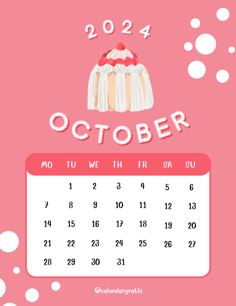 2024 October Calendar for Kids