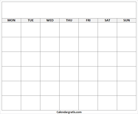 Monthly printable blank calendar template