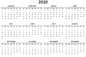 Printable Calendar 2020 Template