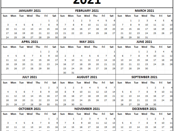 2021 Calendar Printable Archives | Calendar Gratis