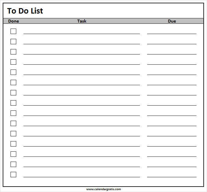 To Do List Template Excel