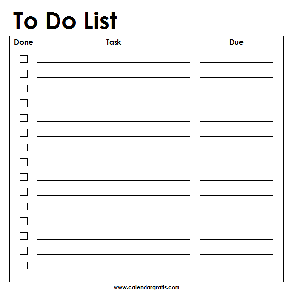 Daily To Do List Template Printable