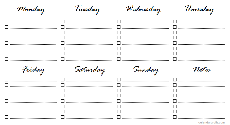 Free Printable Weekly To-Do List Planner with Notes