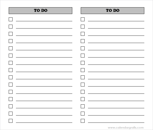 To Do List template printable free