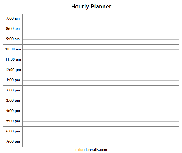 Full day hour schedule printable