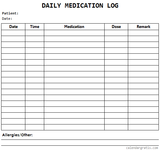 Printable Medication Schedule Pill Chart