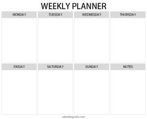 Weekly Planner Template Printable Free | Blank Week Schedule Planner