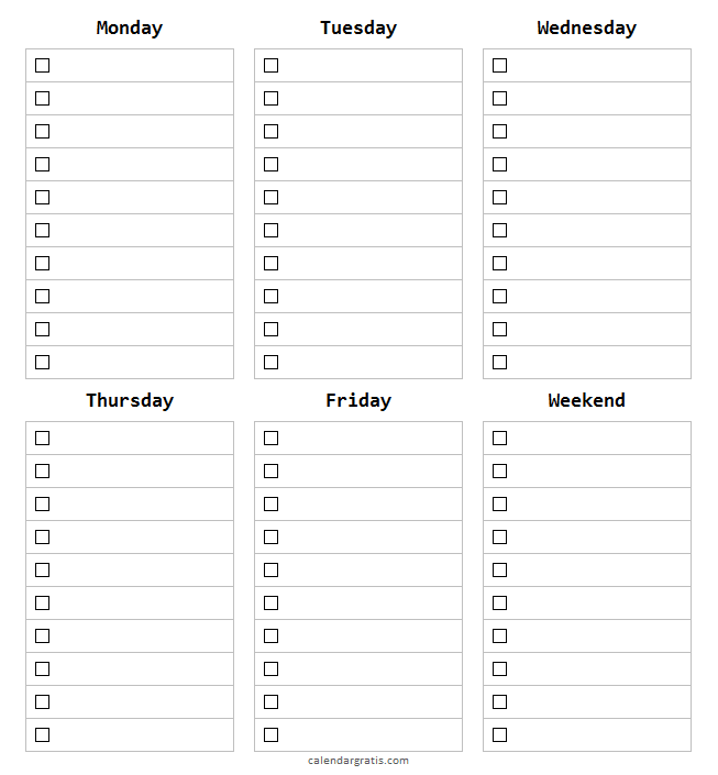Printable Weekly To Do List Template Free Download Pinterest Tumblr