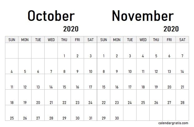 October November 2020 Calendar Template Holidays Birth Flower October November 2020 Calendar Template Holidays Birth Flower