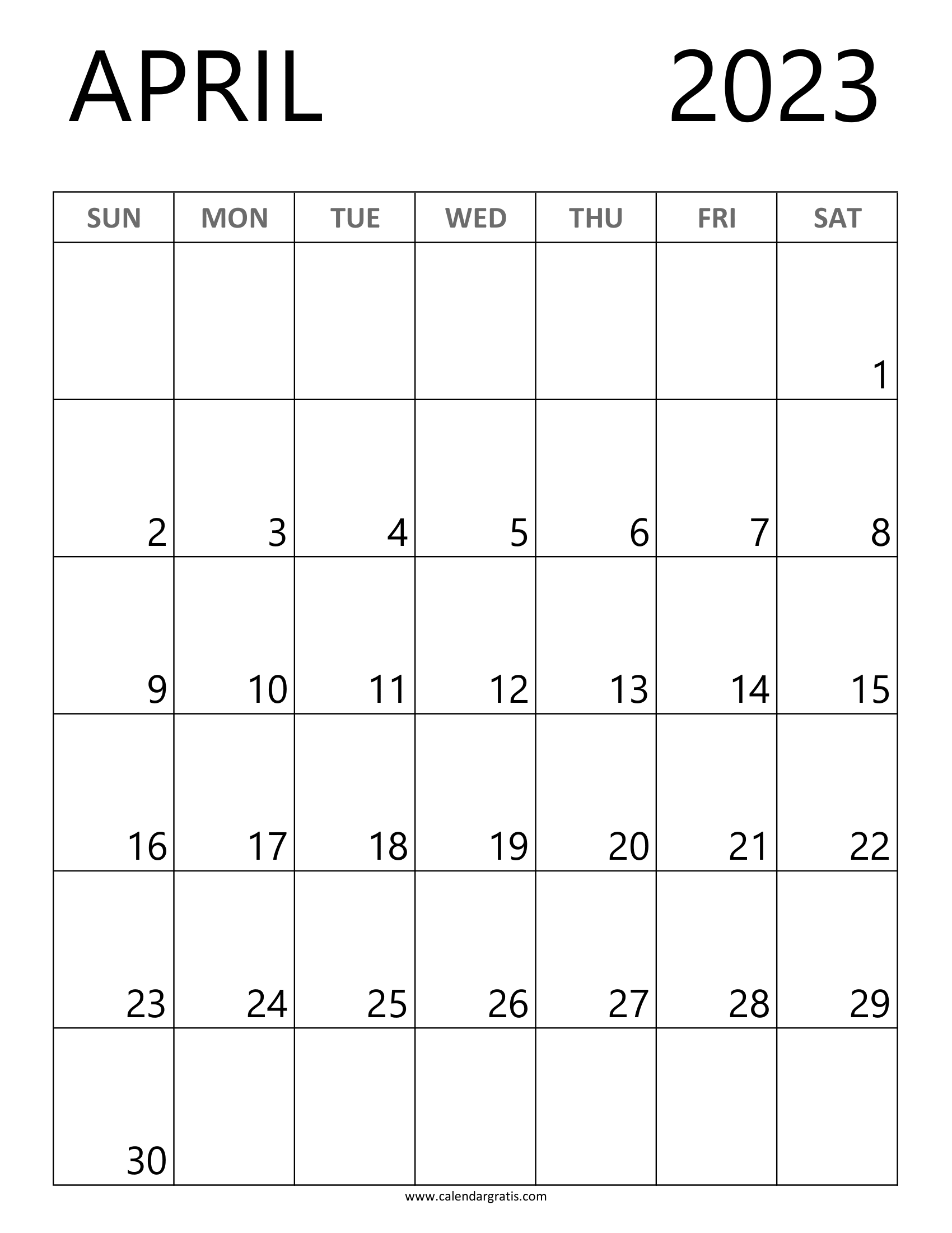 Printable Free April 2023 Calendar A4 Size Template. Downloadable April Month Calendar in Vertical Layout.