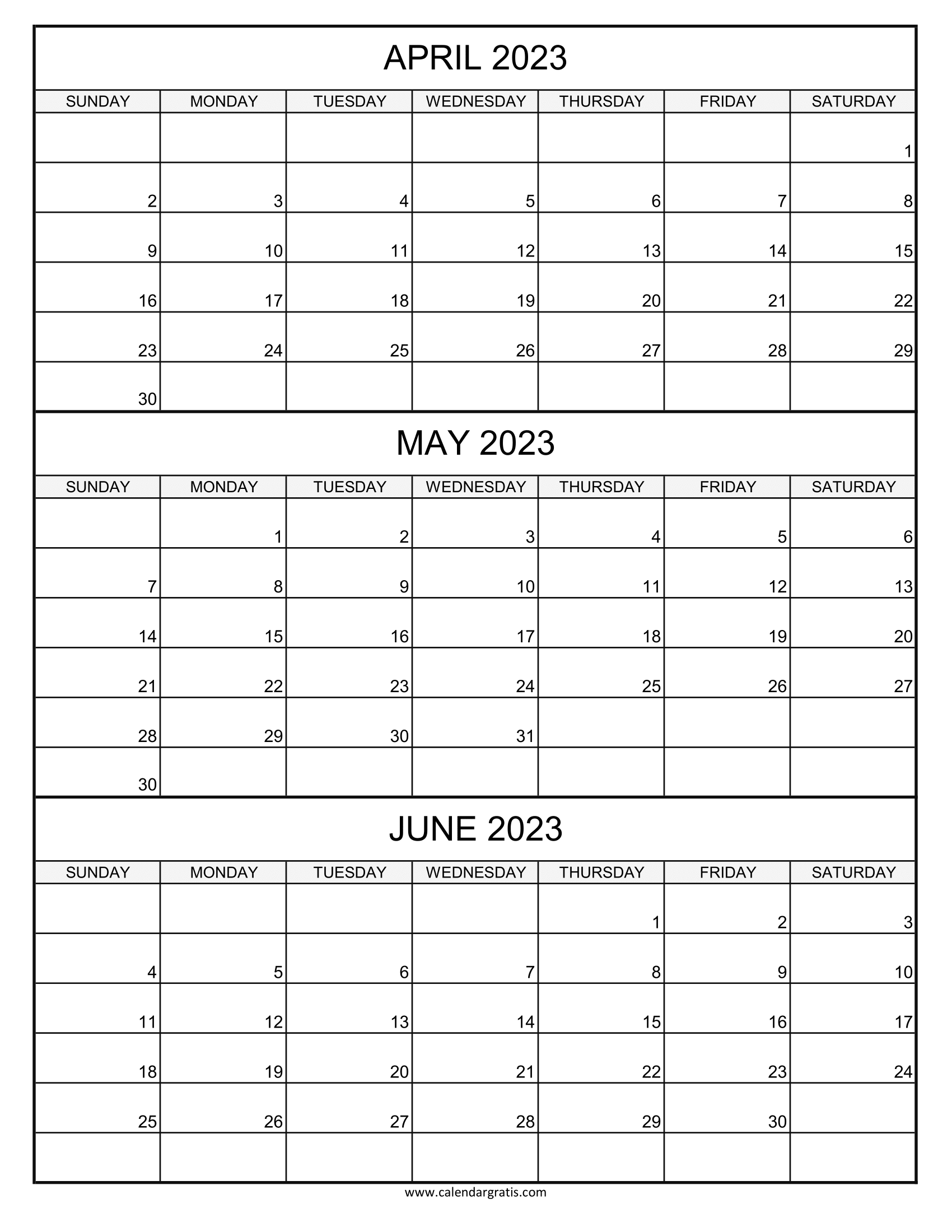 Printable April May June 2024 Calendar Calendar 2024