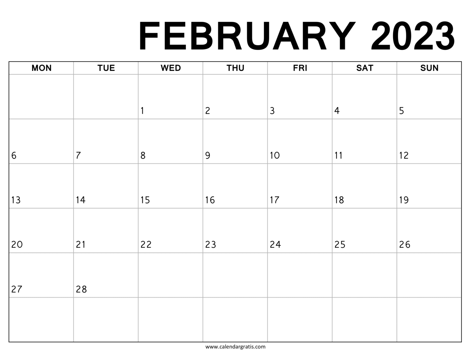 February 2023 Calendar Monday Start Printable To do List Notes Lines