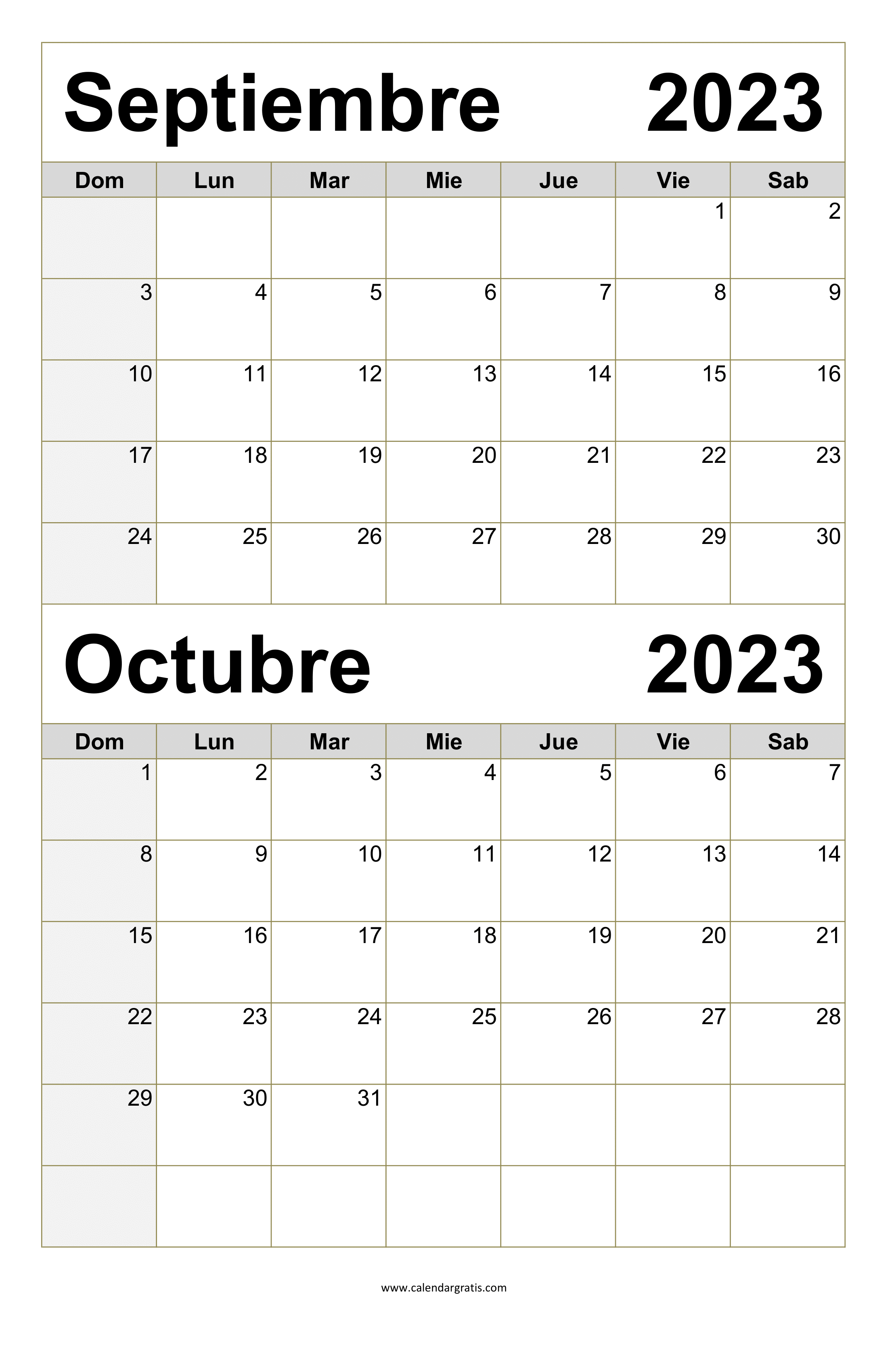 'Calendario Septiembre Octubre 2023', una herramienta versátil para la planificación diaria