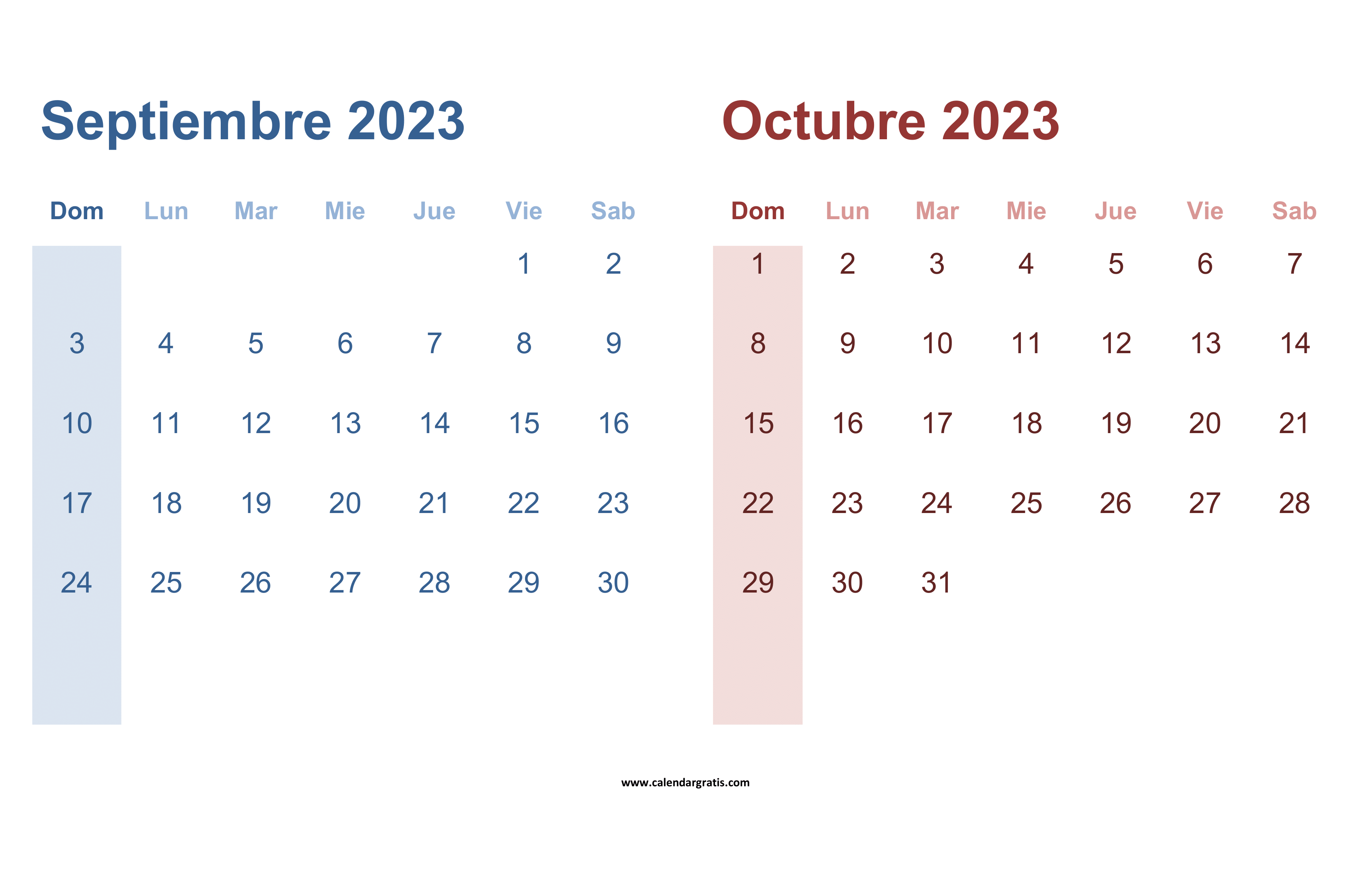 Un 'Calendario Septiembre Octubre 2023' detallado y bien organizado, ideal para planificar y programar actividades.