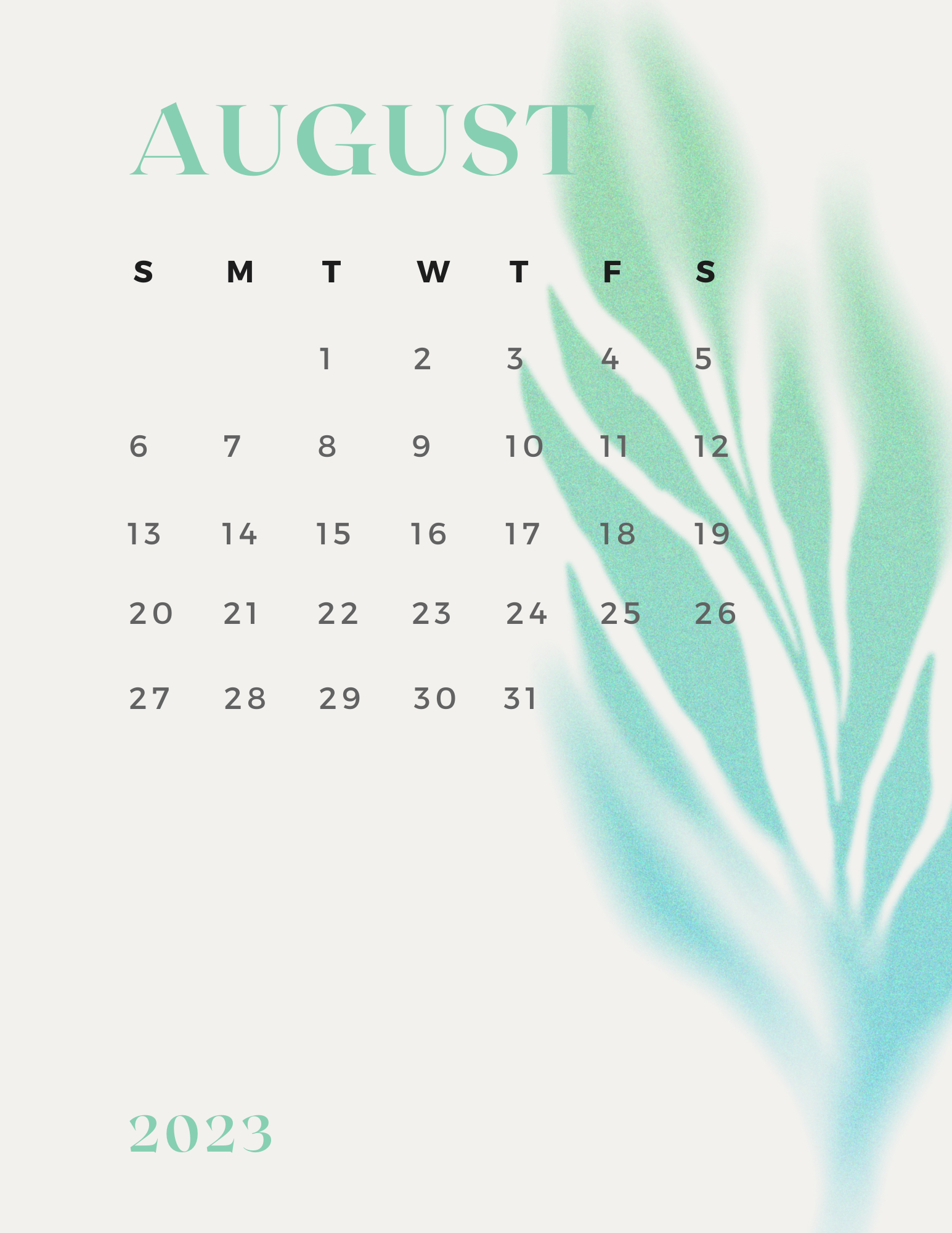 August 2023 calendar