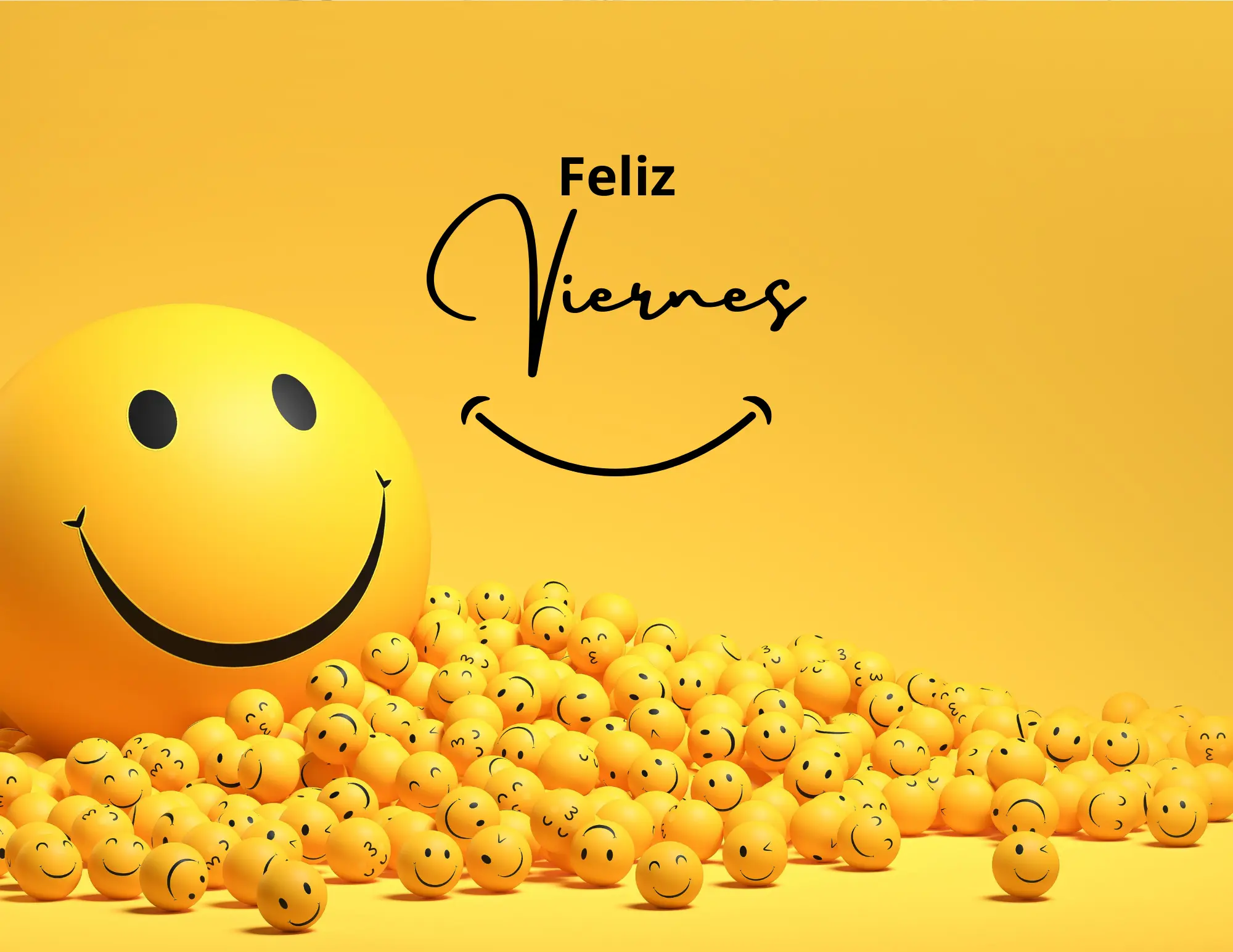 Una hermosa frase de emoticonos "Feliz viernes" escrita en la imagen