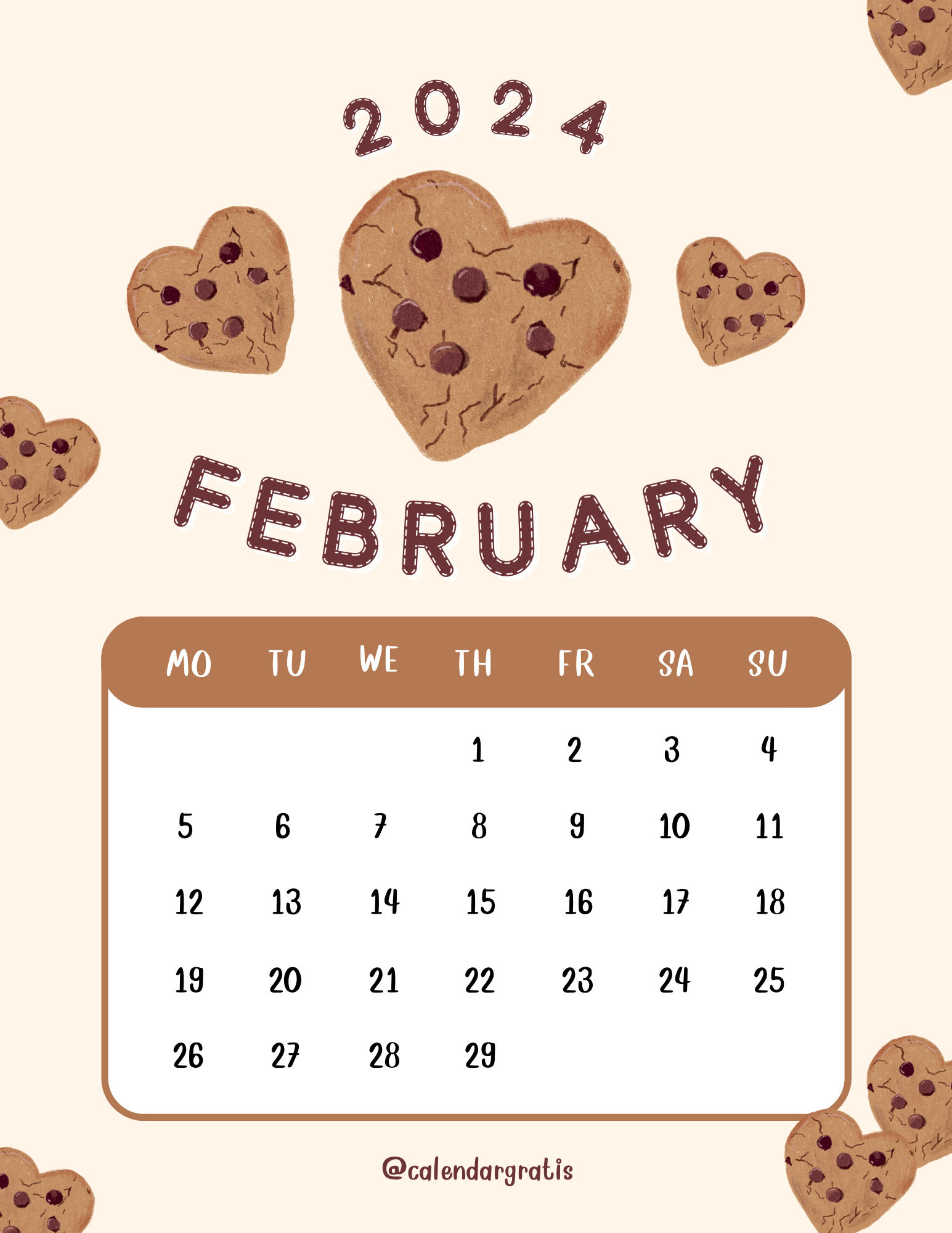 2024 February Calendar for Kids