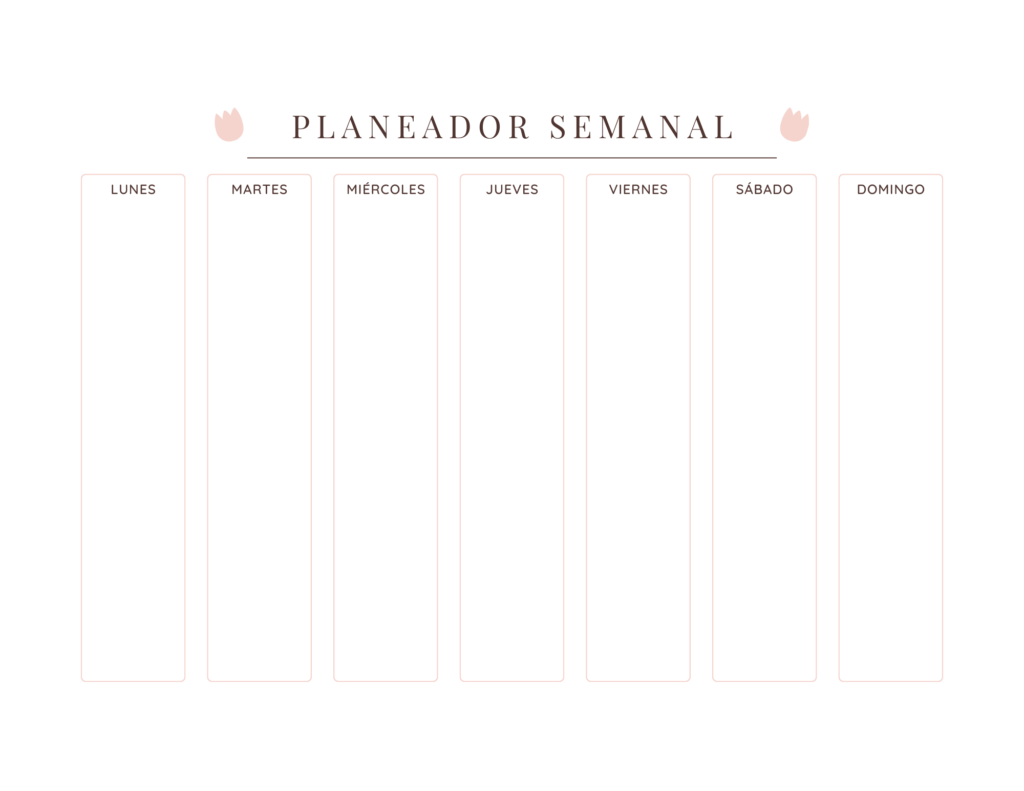 Descarga nuestro Planeador Semanal Para Imprimir y personalizar según tus necesidades