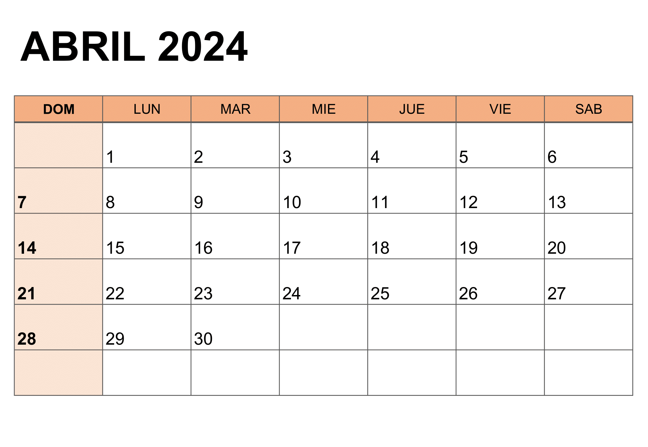 Organiza tus actividades con el Calendario Abril 2024 para Imprimir