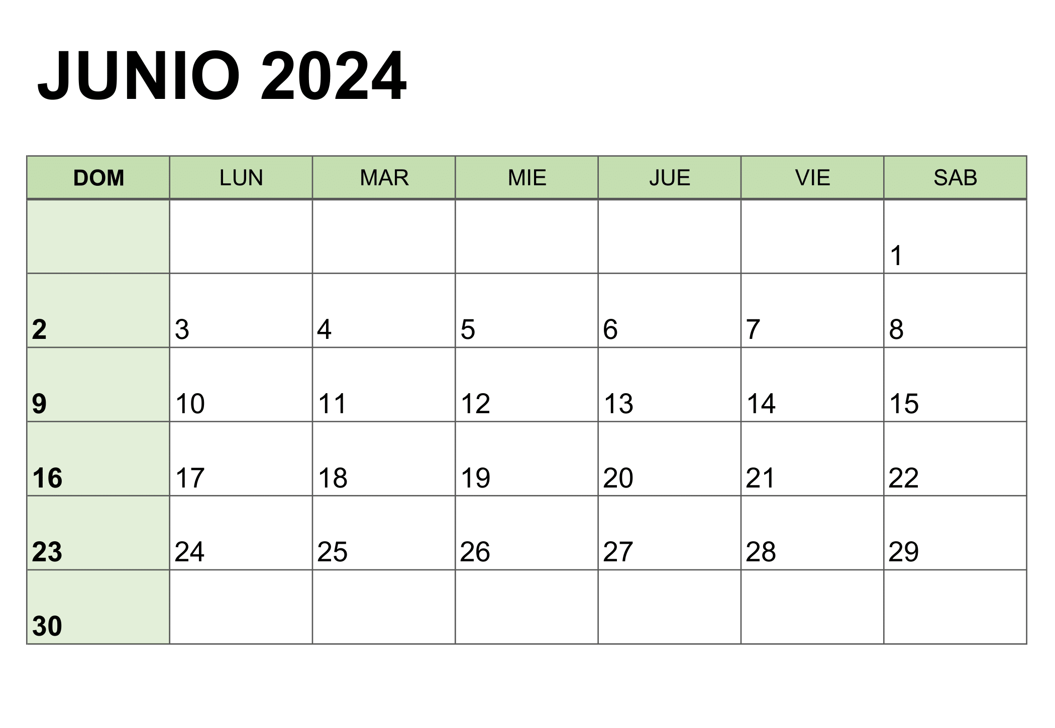 Calendarios y planificadores imprimibles Junio 2024