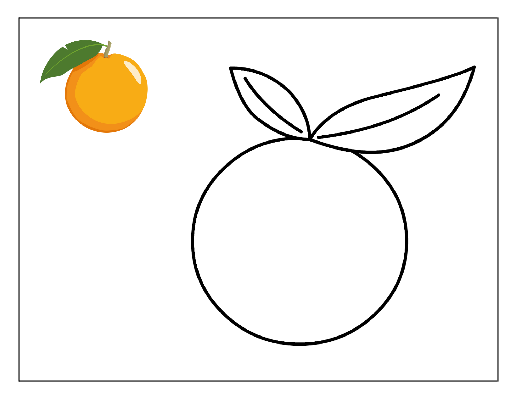 Fruit coloring pages for toddlers - Orange
