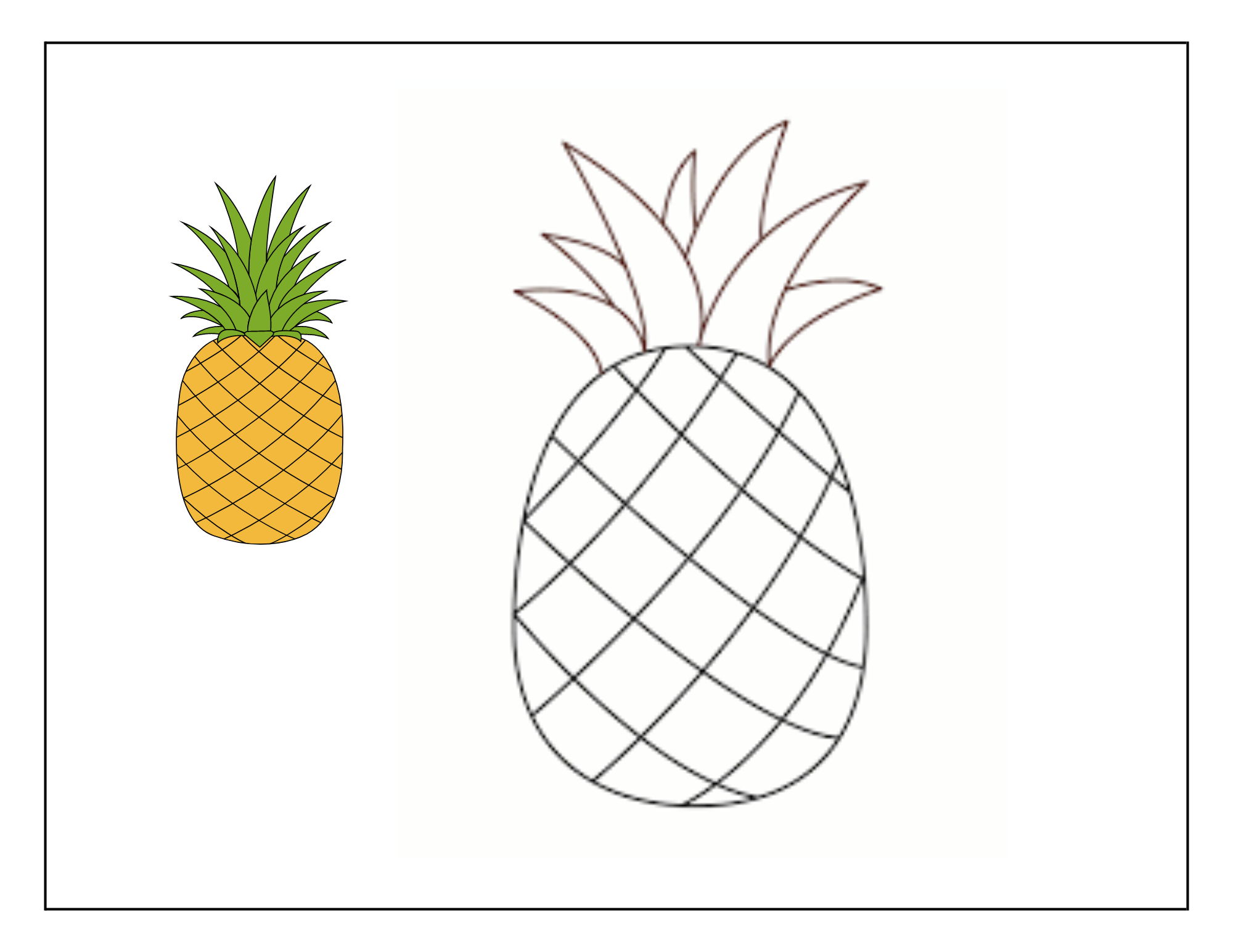 Fruit coloring pages for toddlers  - Pineapple