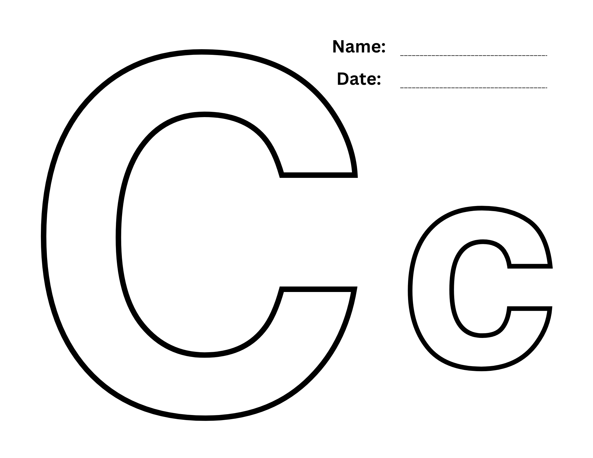 An intricate coloring page featuring a capital and lowercase letter 'C'