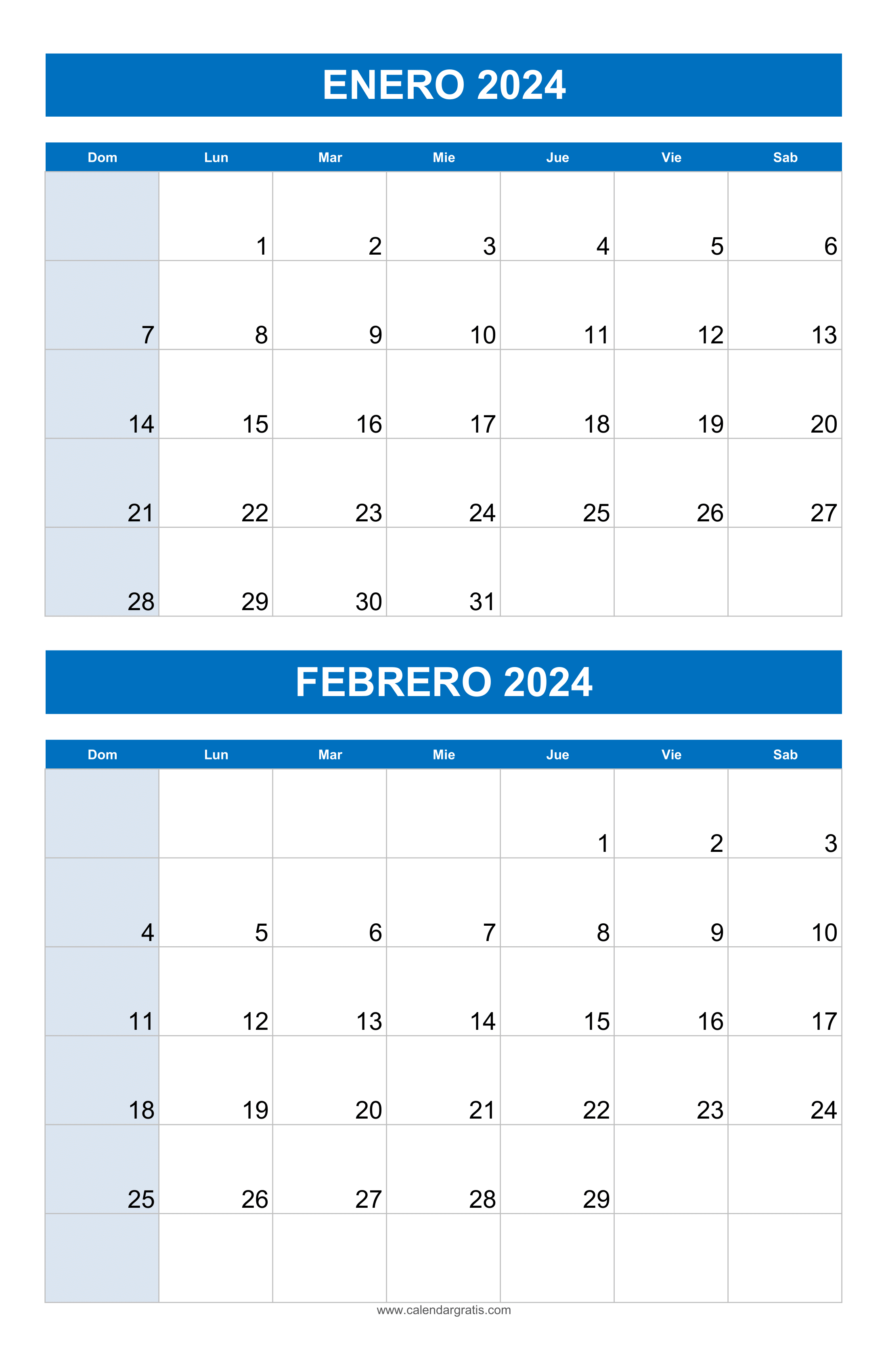 Calendario Enero y Febrero 2024: Planifica tu mes con metas y seguimiento