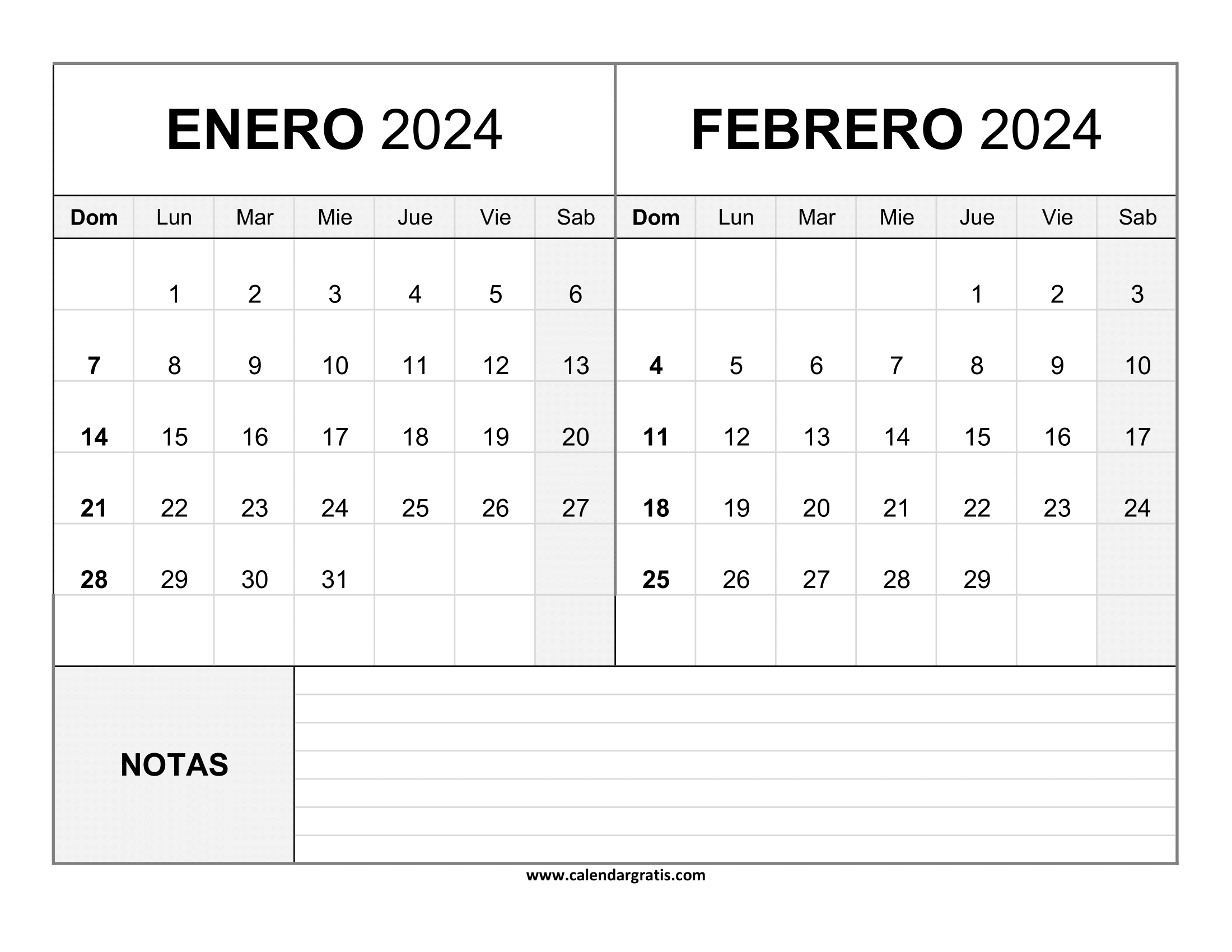 Calendario Enero y Febrero 2024: Mantén un registro de tus actividades con este calendario
