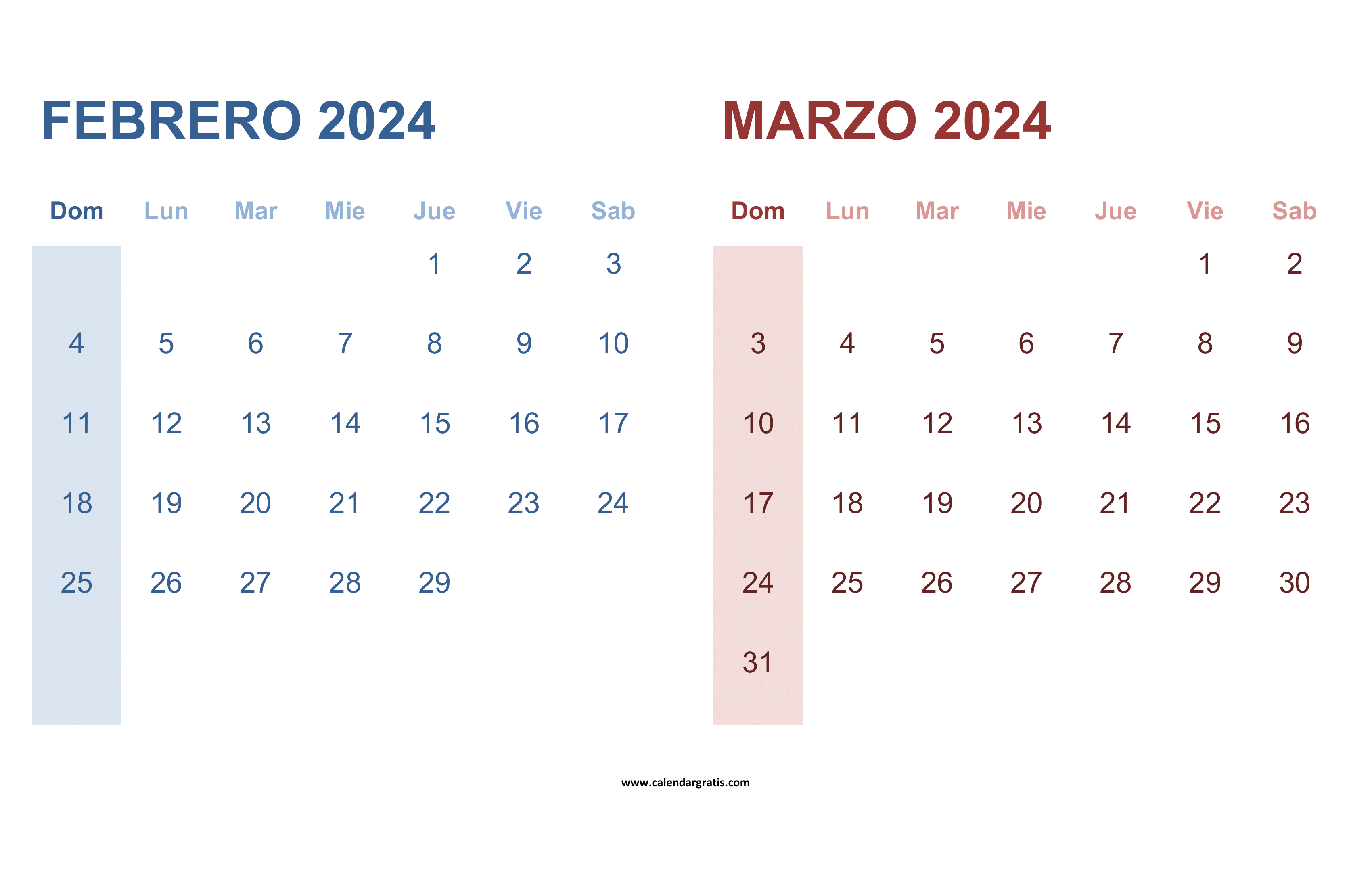 Planificador de Febrero y Marzo 2024