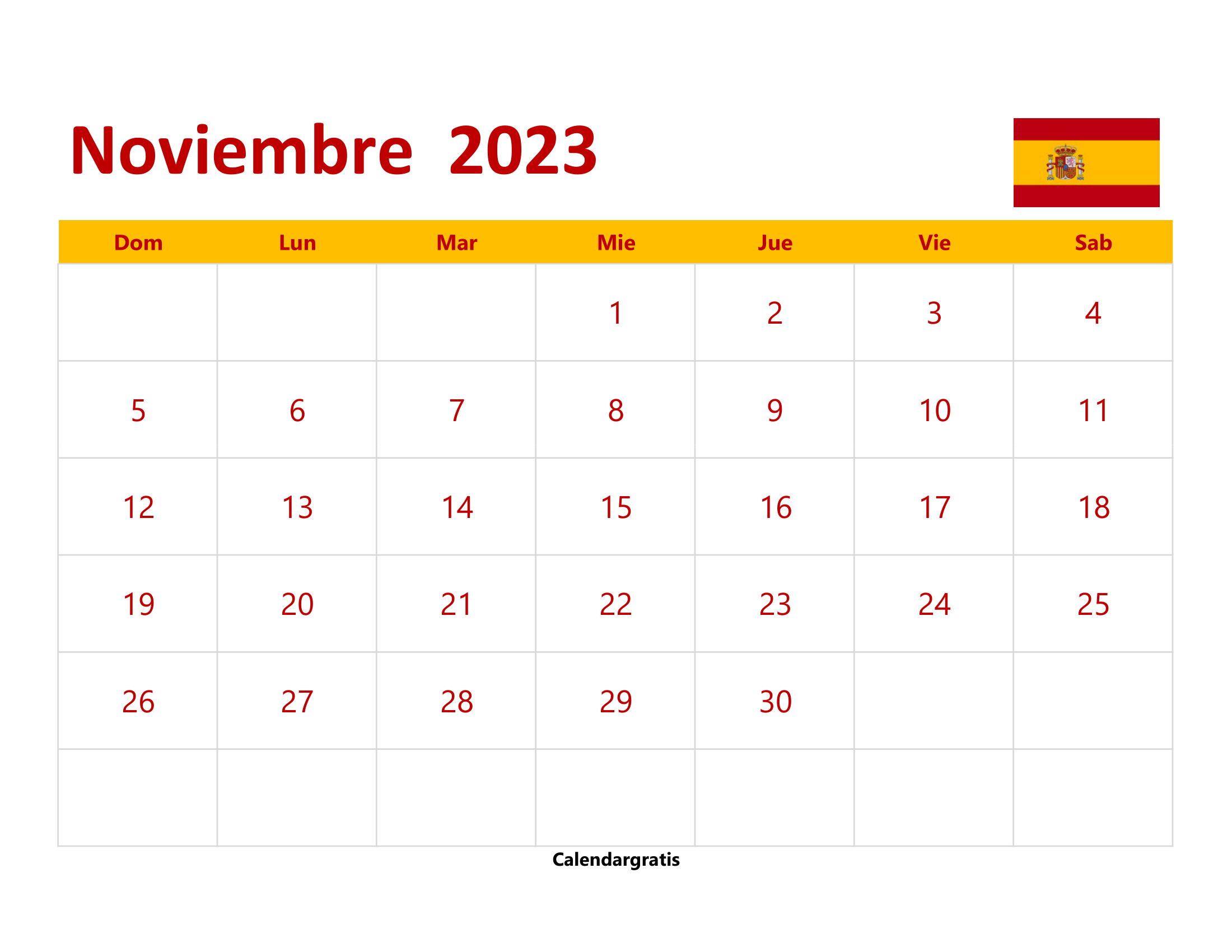 Planifica con anticipación con el Calendario Noviembre 2023 España