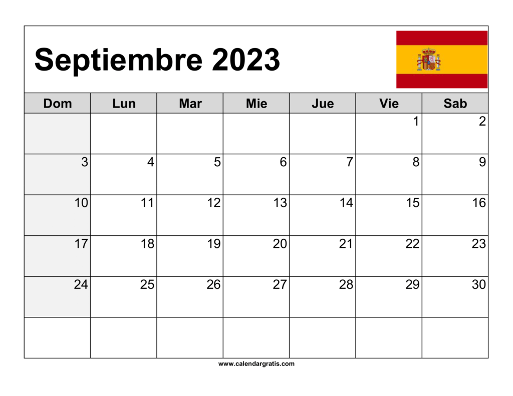 Calendario septiembre 2023 españa para imprimir
