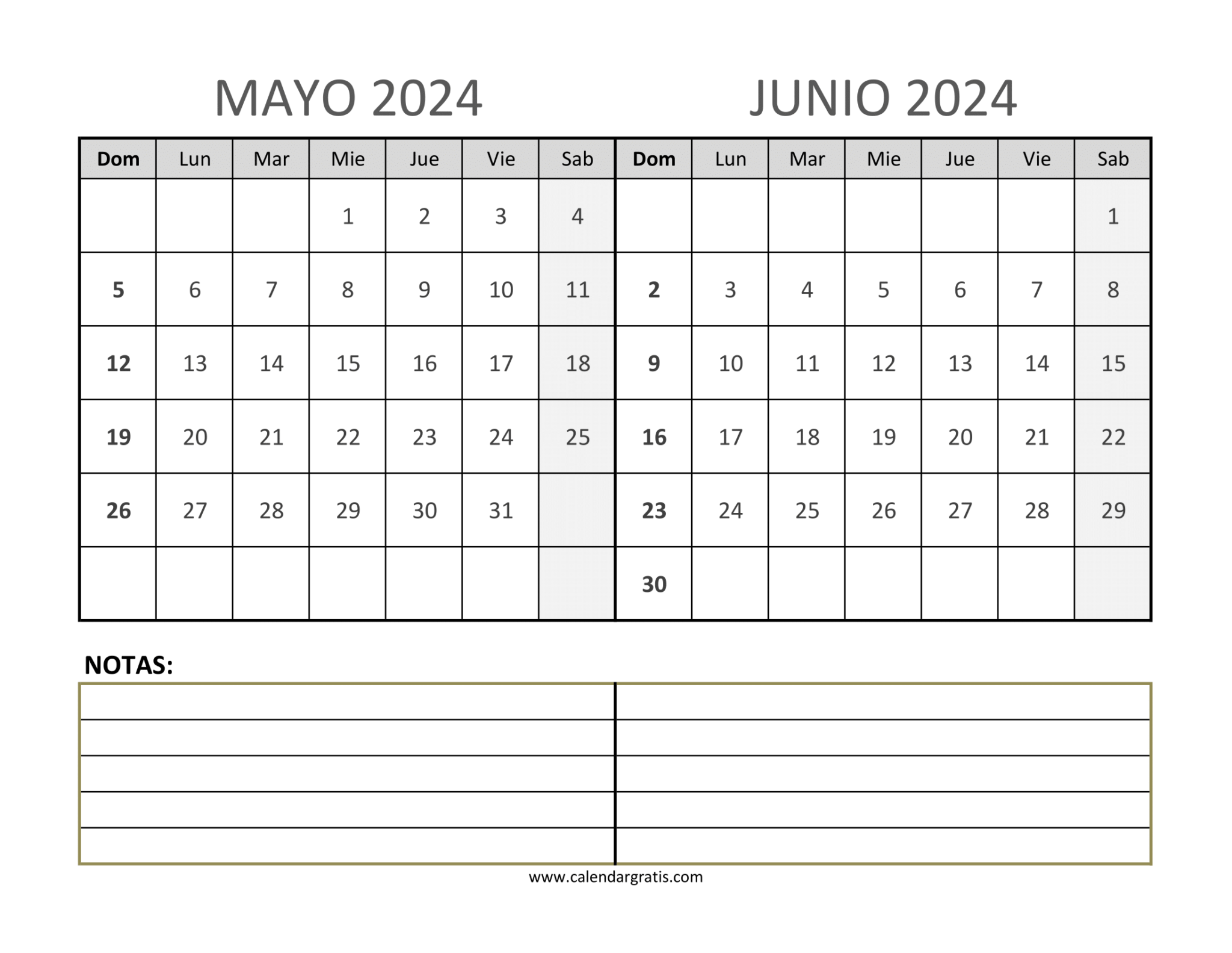 Calendario para Imprimir Gratis Planificador PDF Excel