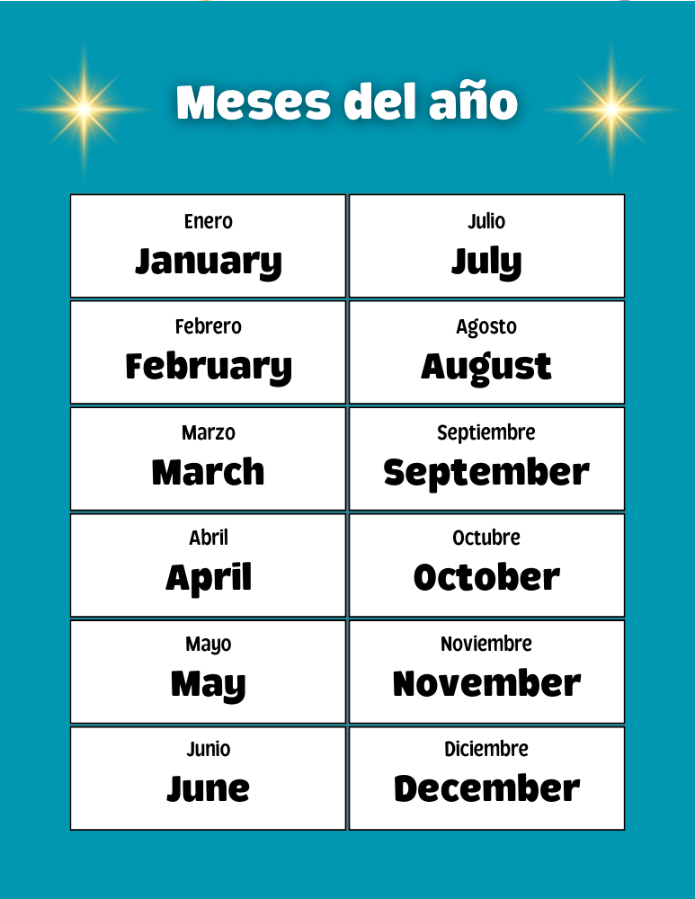 meses del año en ingles imagenes