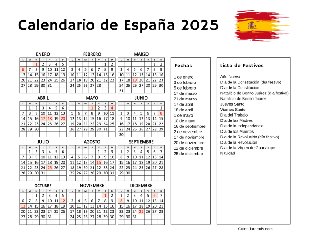 Calendario España 2025