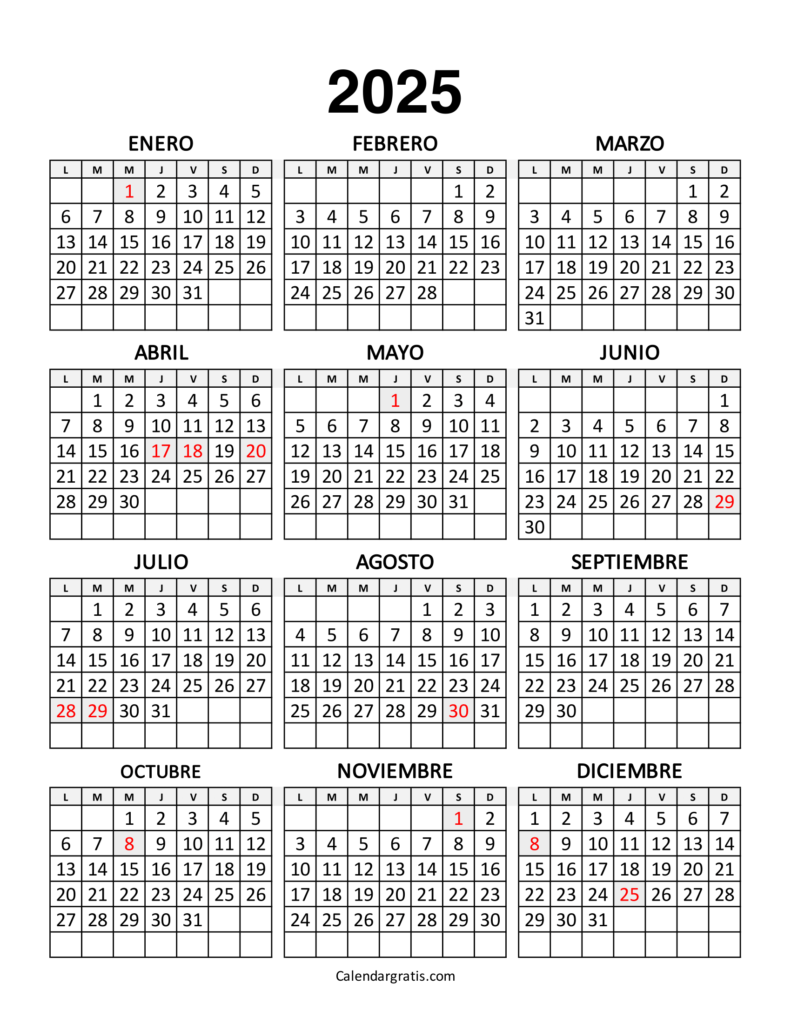 Calendario Perú 2025