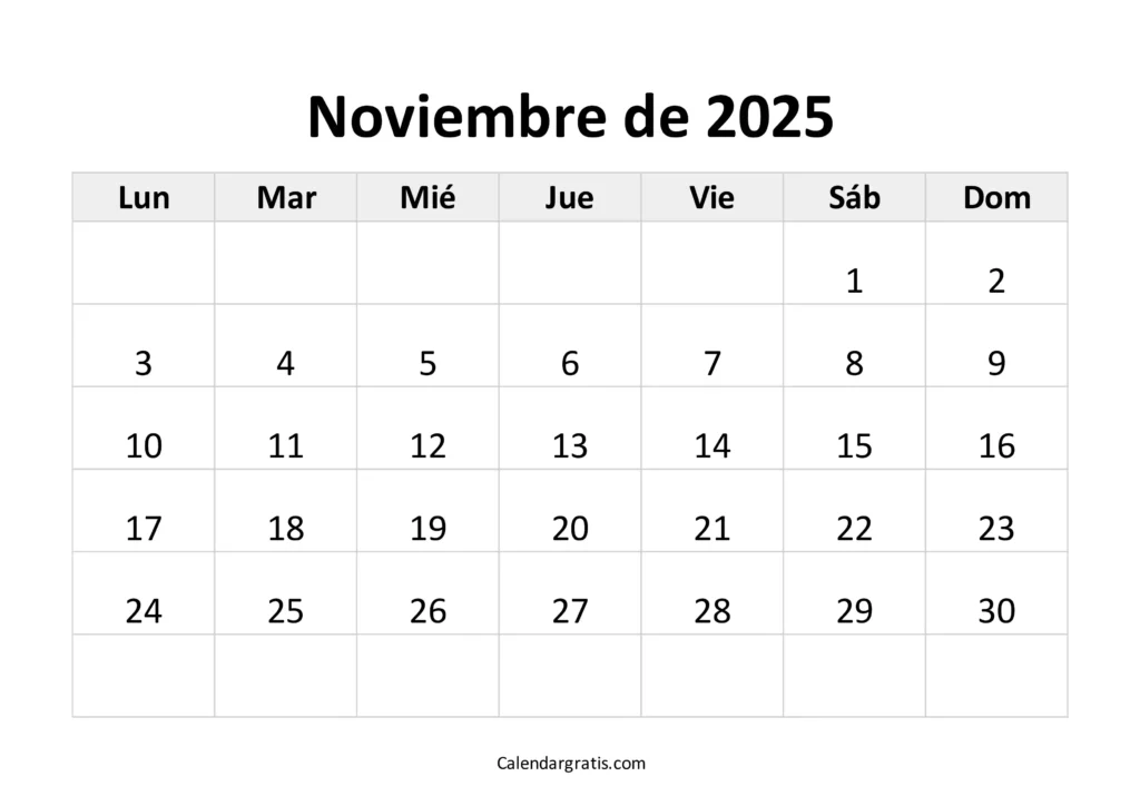 calendario noviembre 2025 gratis