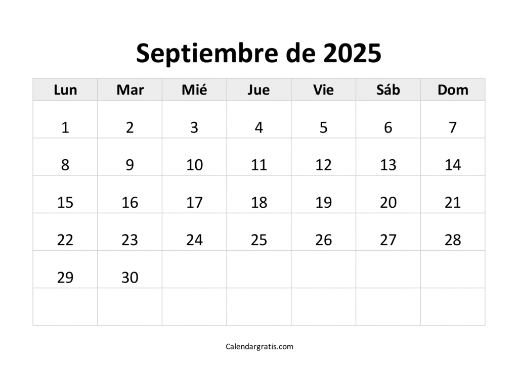 calendario septiembre 2025 gratis