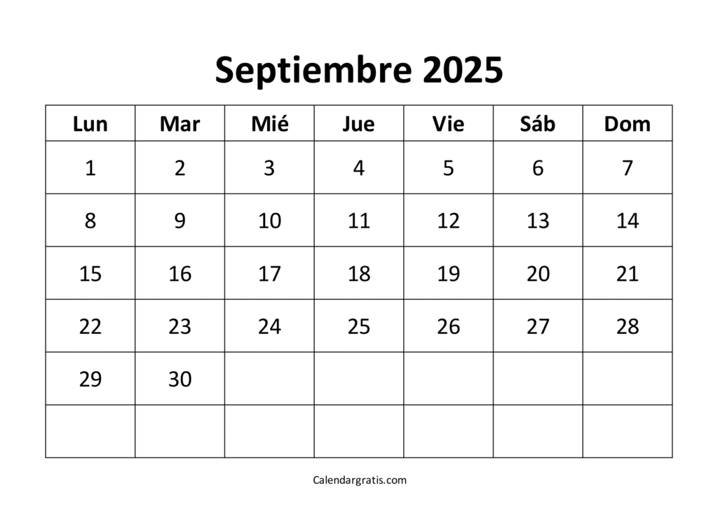 calendario septiembre 2025 imprimible